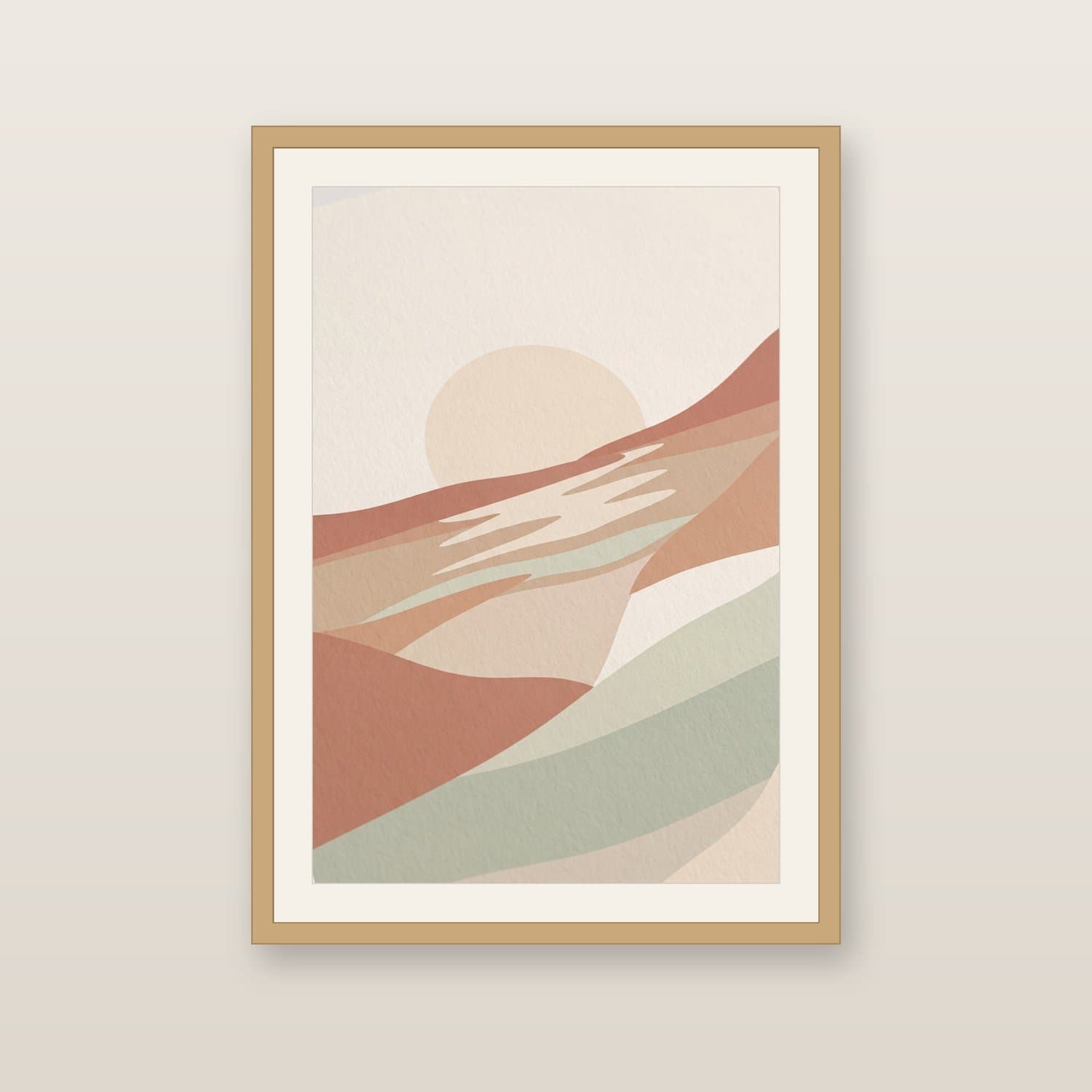 Close-up detail of the Abstract Sun Japandi art print