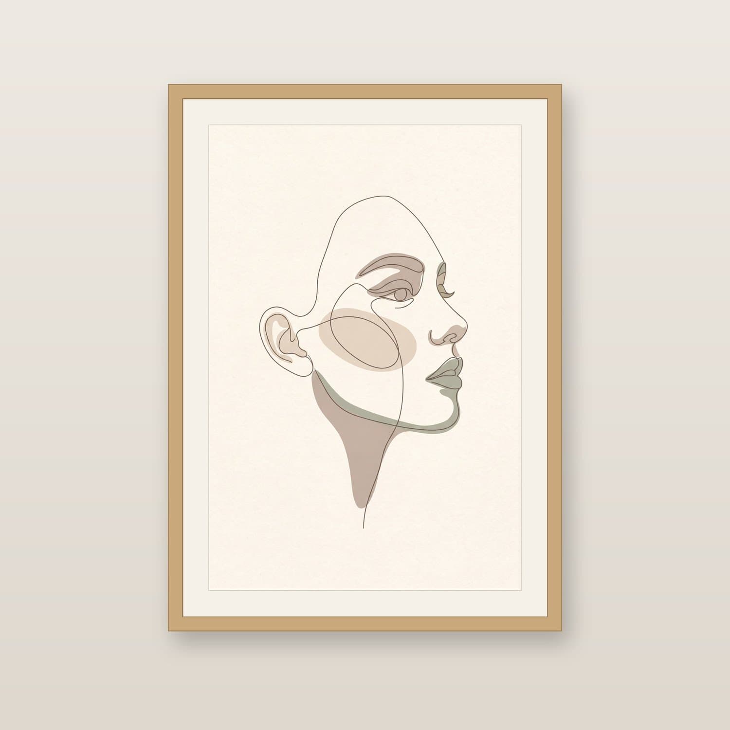 Close-up detail of the Face Line Art Japandi art print