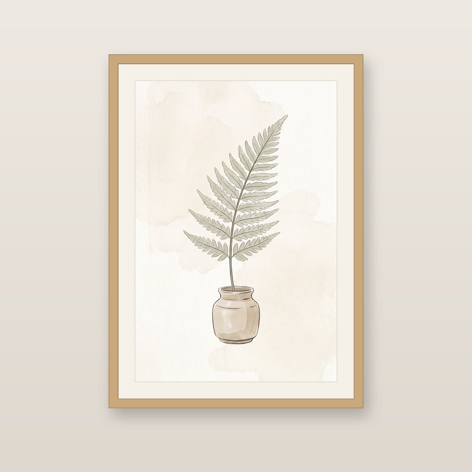 Close-up detail of the Fern Japandi art print