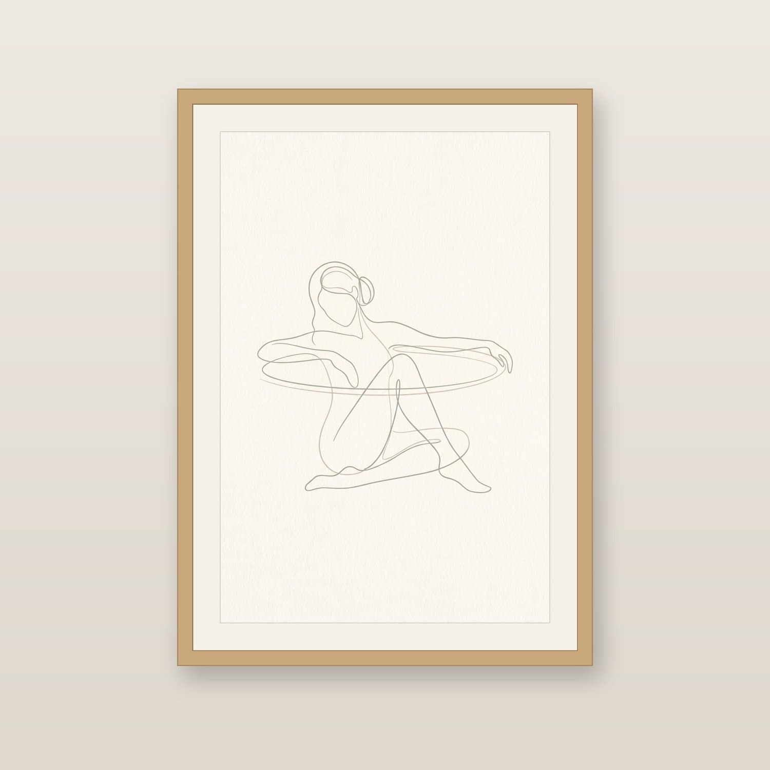 Close-up detail of the Self Care Line Art Japandi art print