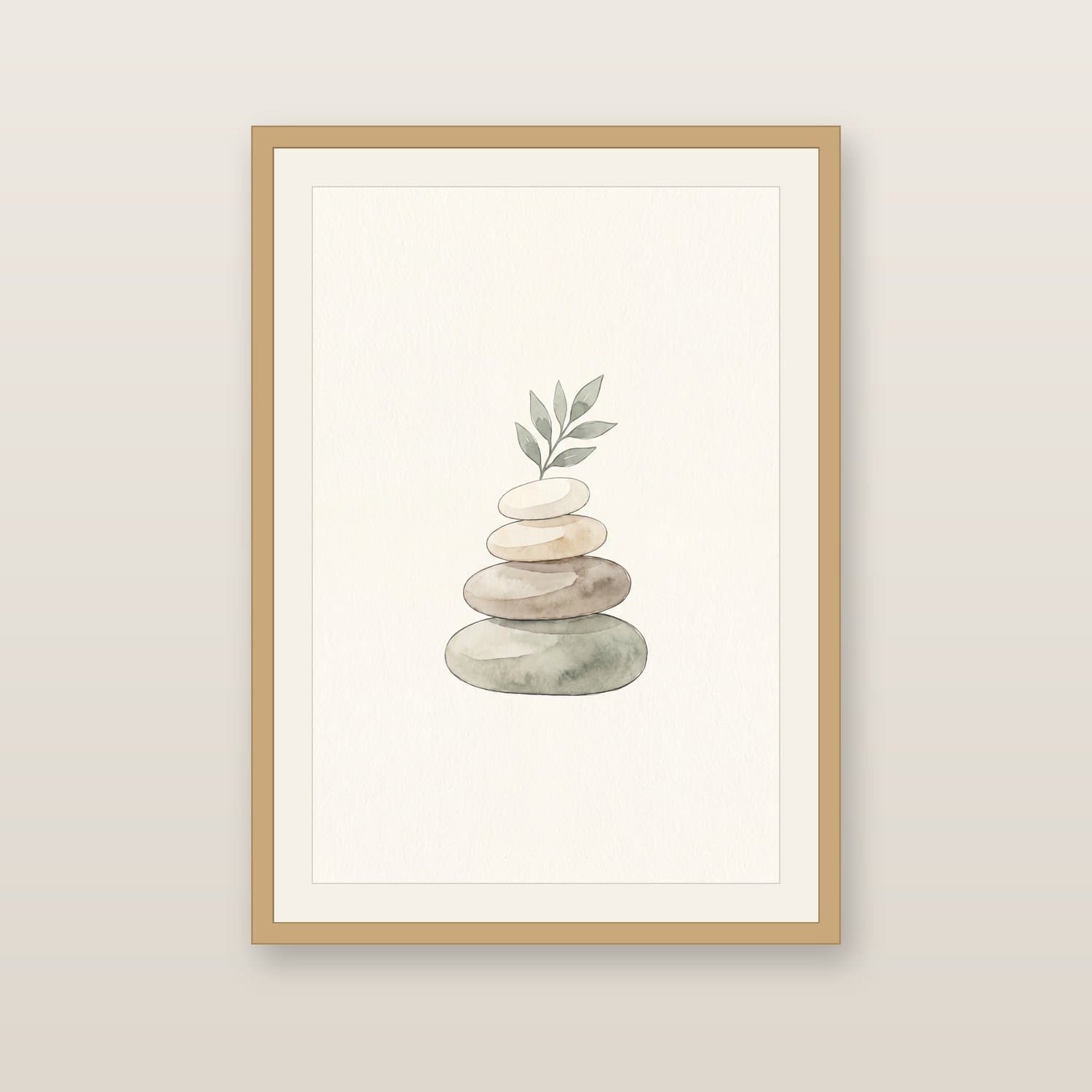 Close-up detail of the Spa Stones Japandi art print