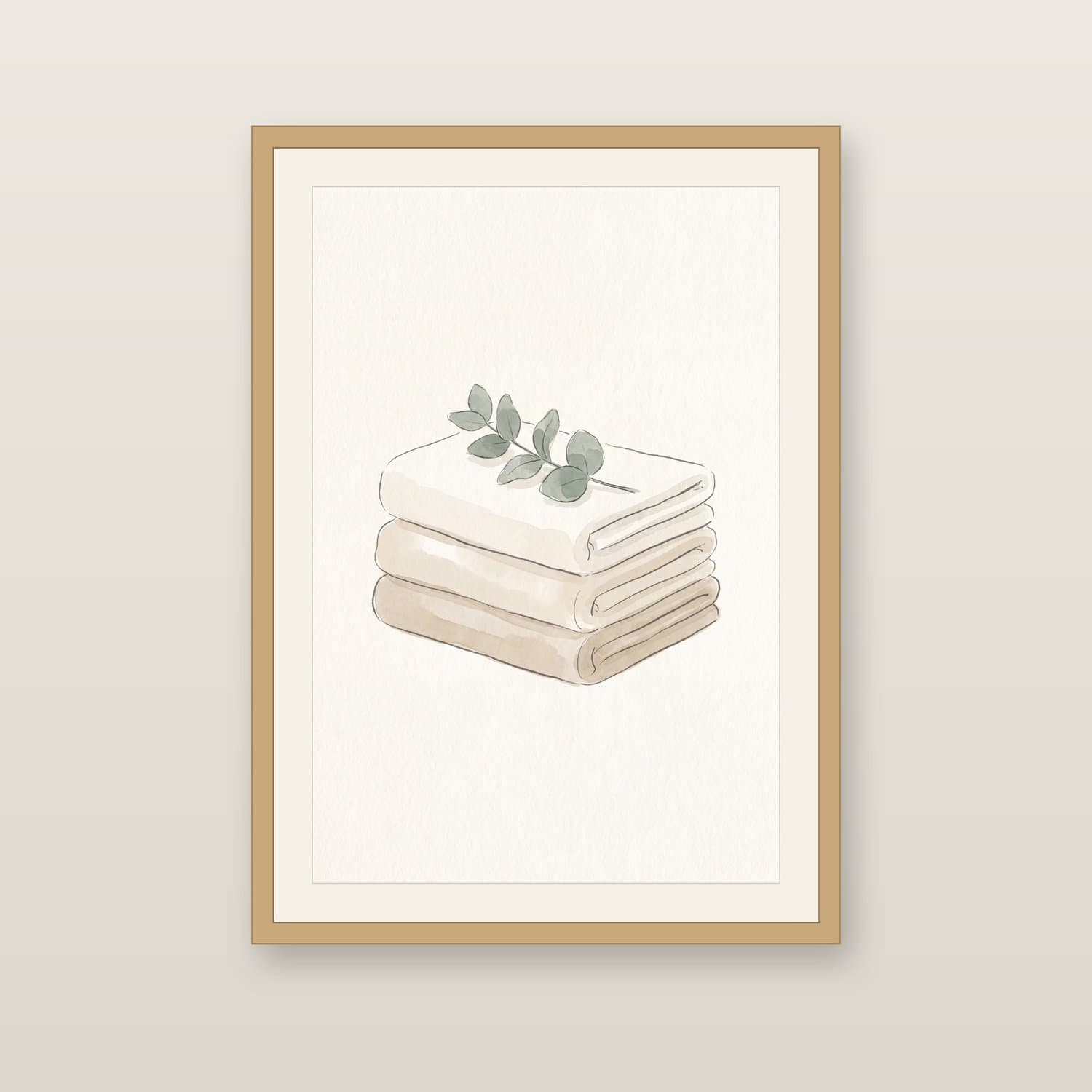 Close-up detail of the Spa Towels Japandi art print