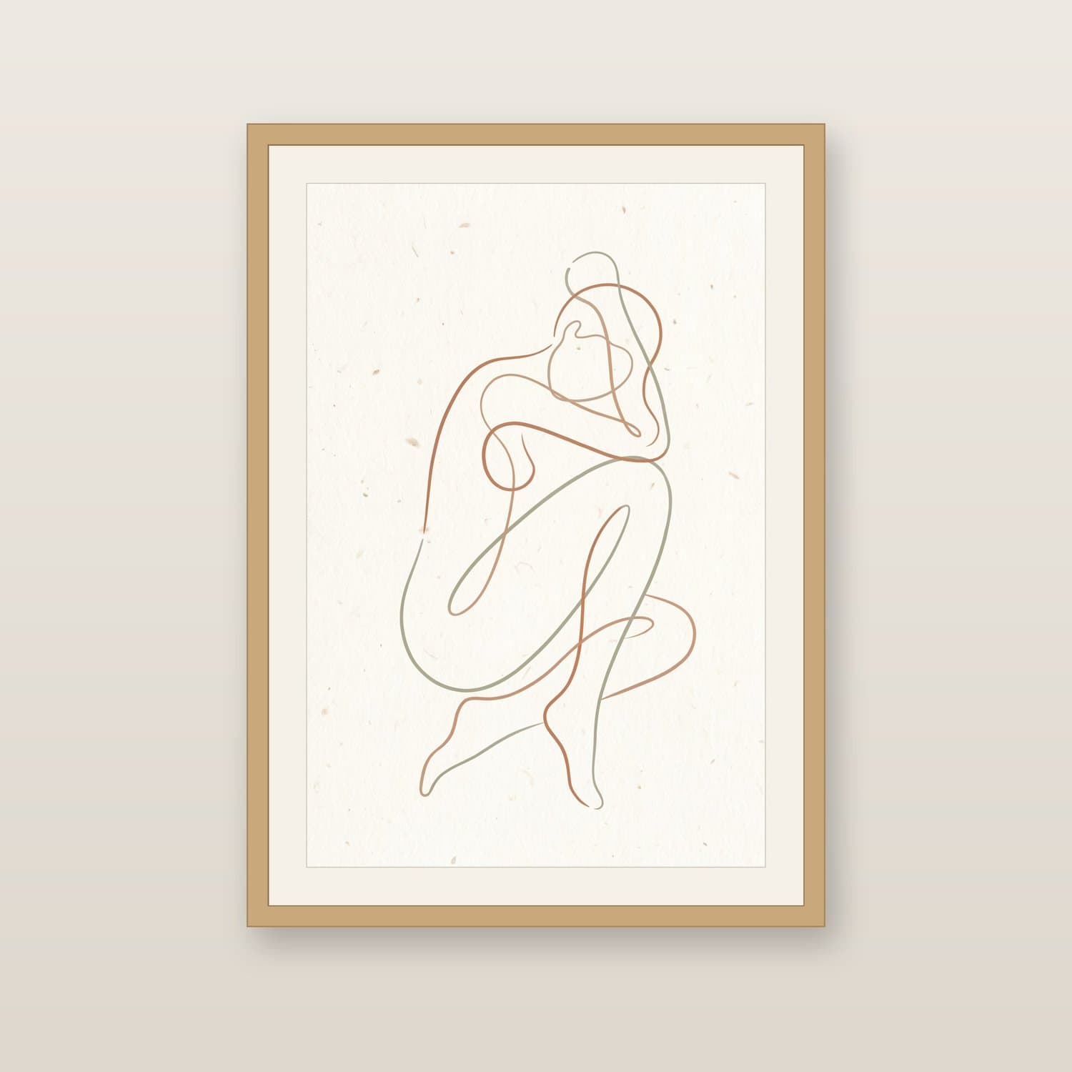 Close-up detail of the Abstract Figure Japandi art print
