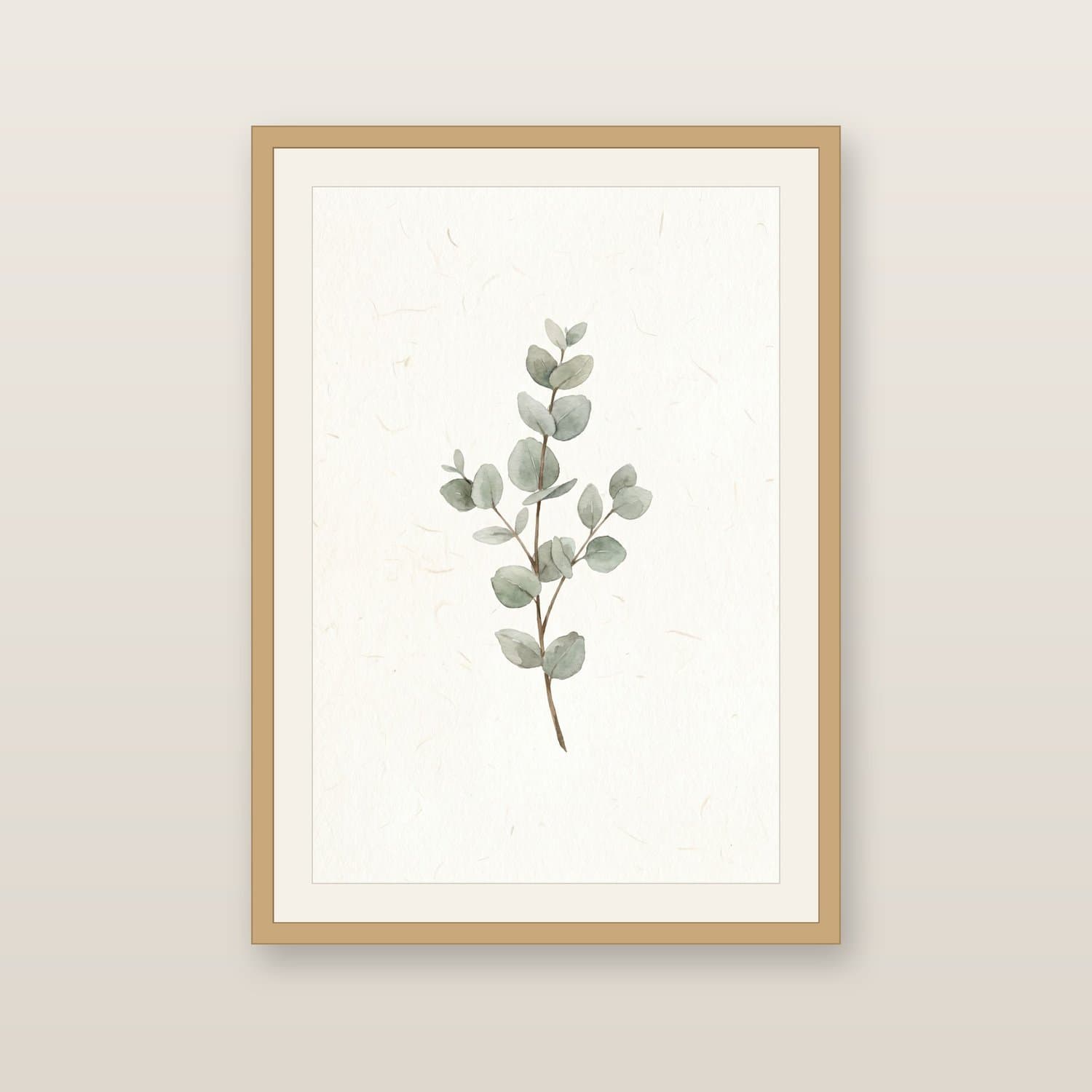 Close-up detail of the Eucalyptus Japandi art print