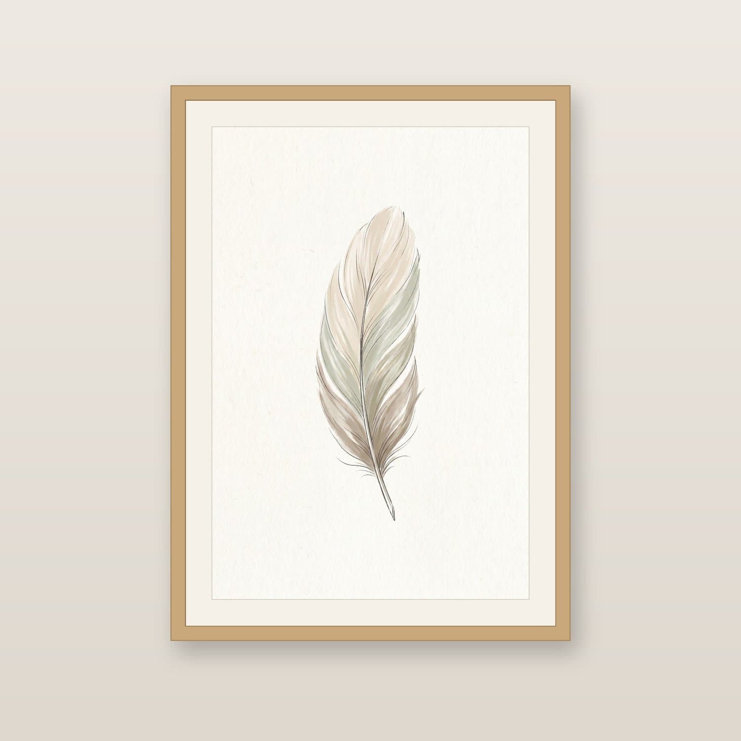 Close-up detail of the Feather Japandi art print