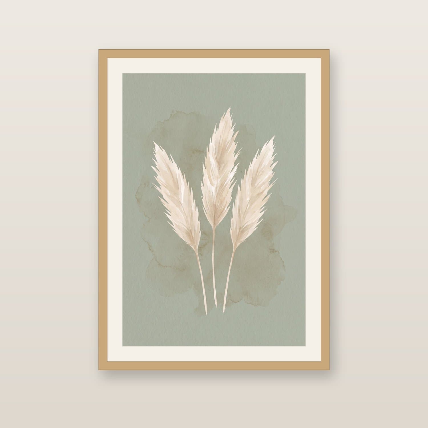 Close-up detail of the Pampas Grass Japandi art print