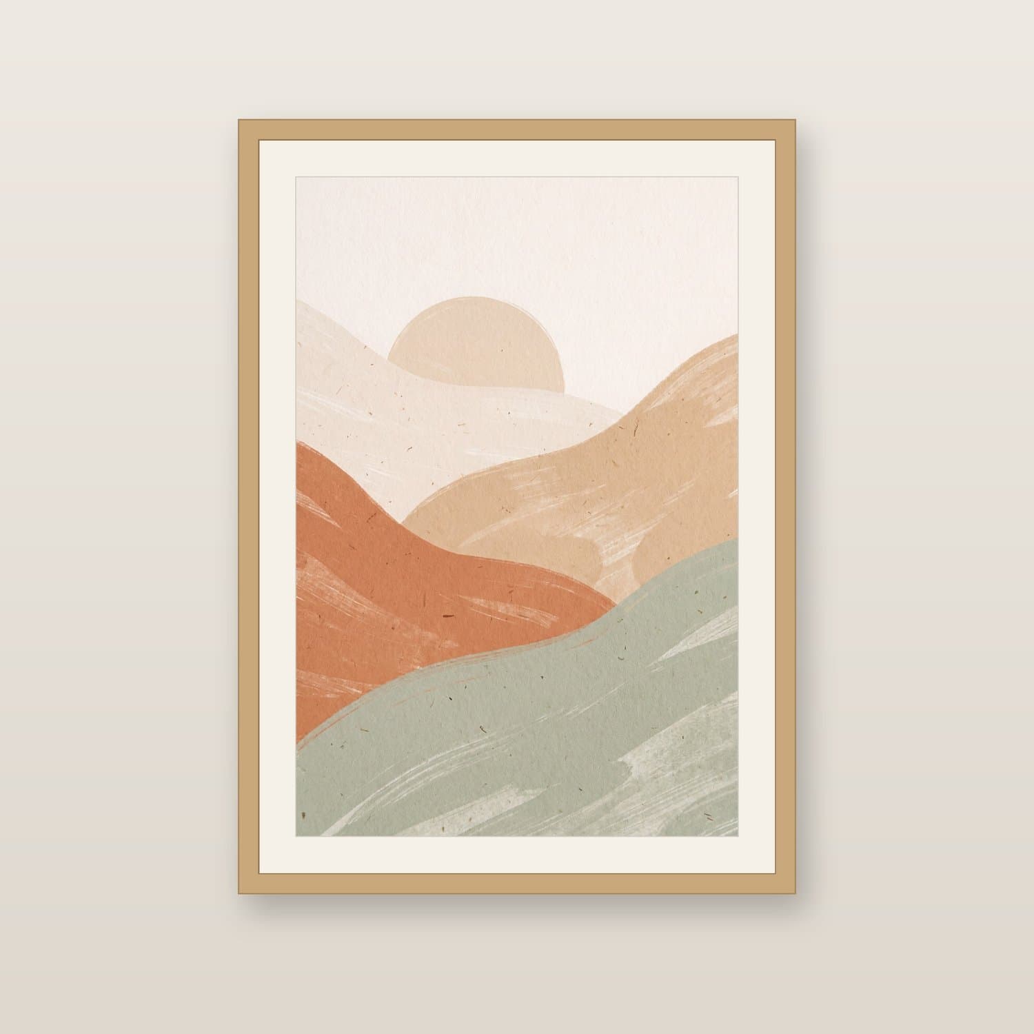 Close-up detail of the Sun Landscape Japandi art print