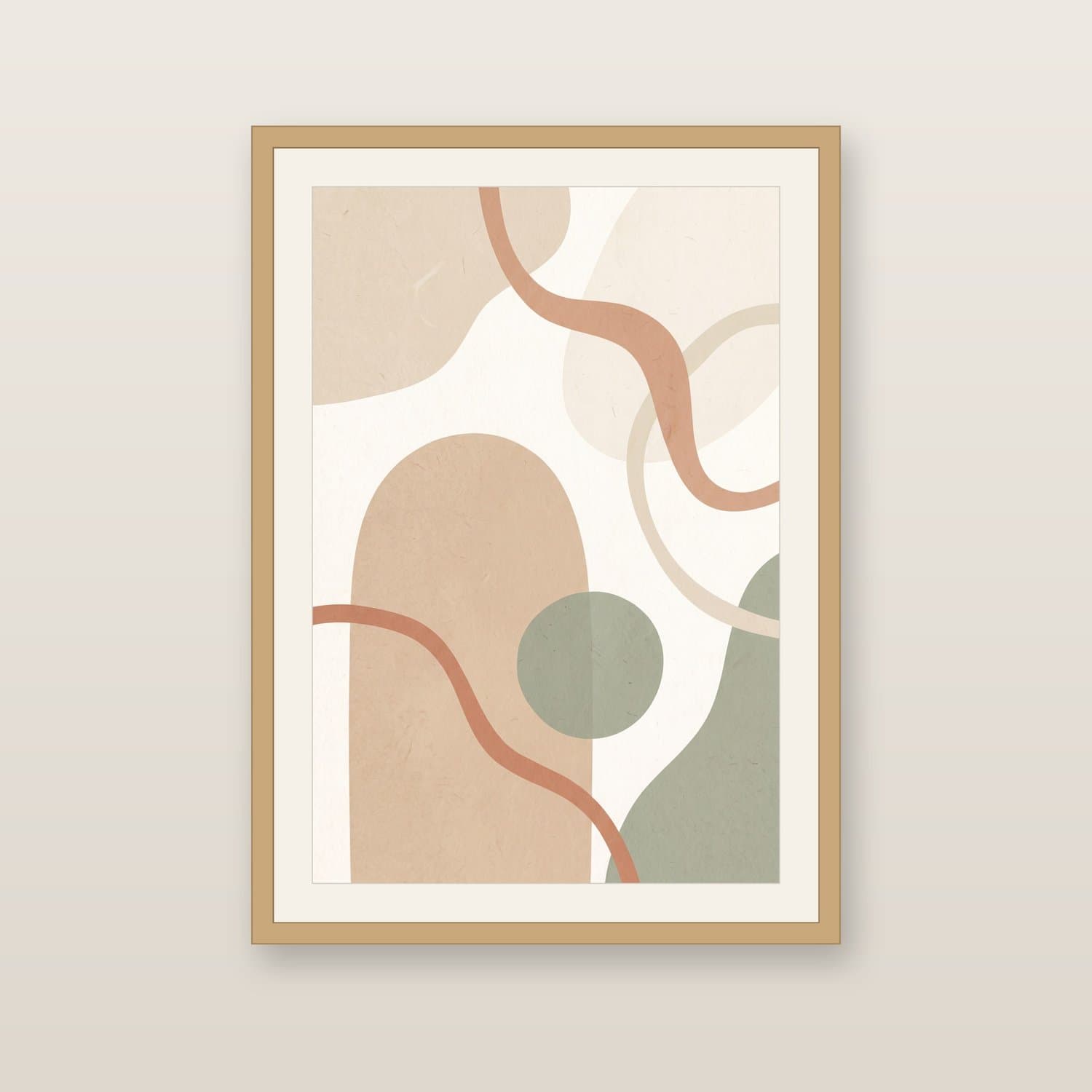 Close-up detail of the Abstract Shapes Japandi art print