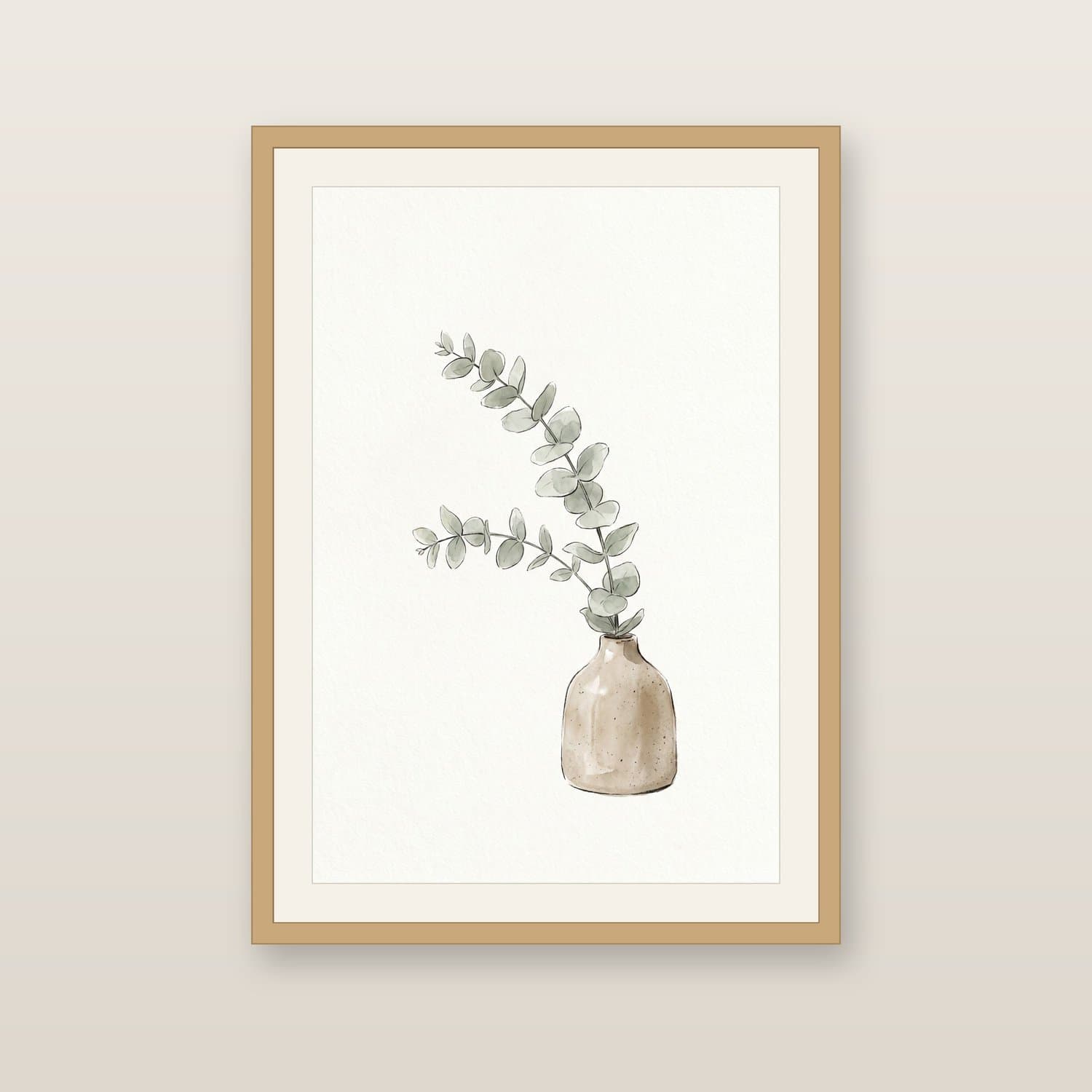 Close-up detail of the Eucalyptus Japandi art print