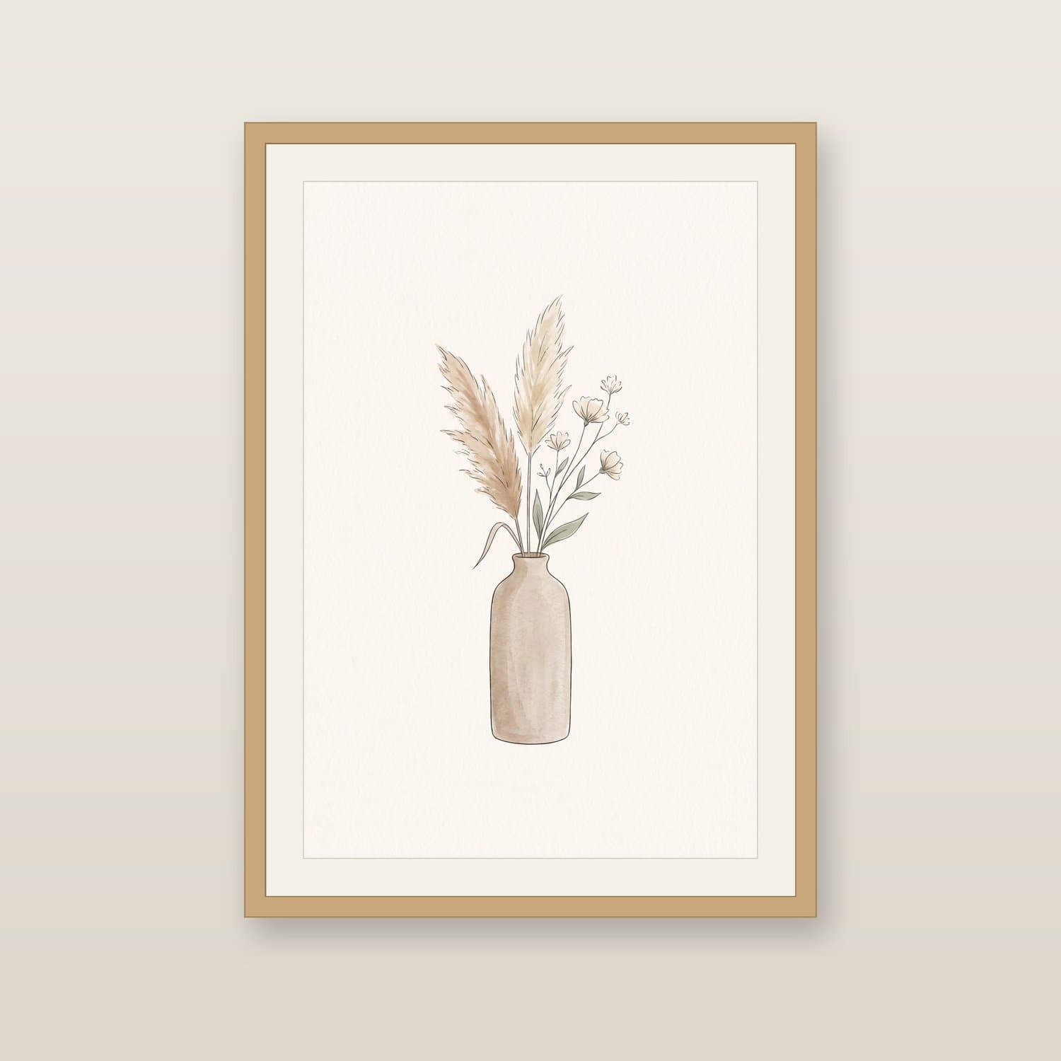 Close-up detail of the Pampas Grass Japandi art print