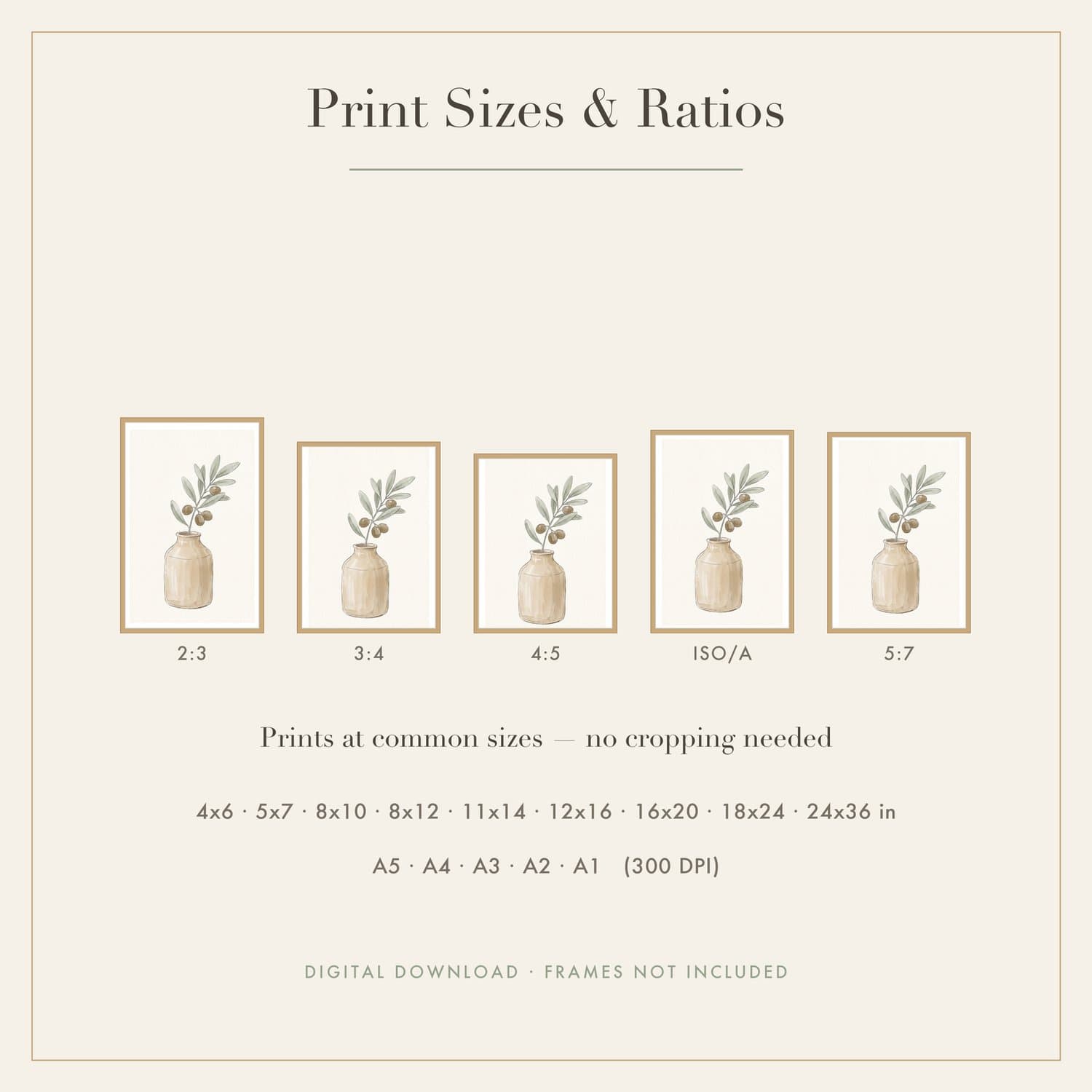 Kitchen — Set of 9 Japandi print shown framed at an angle