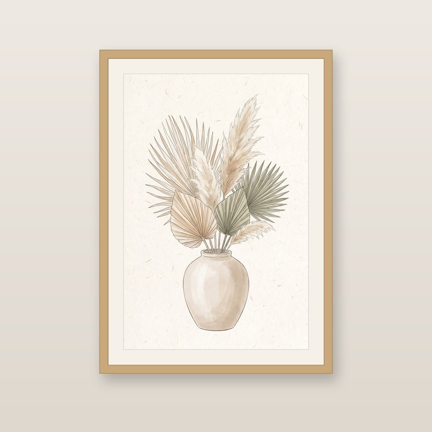 Close-up detail of the Palm In Vase Japandi art print