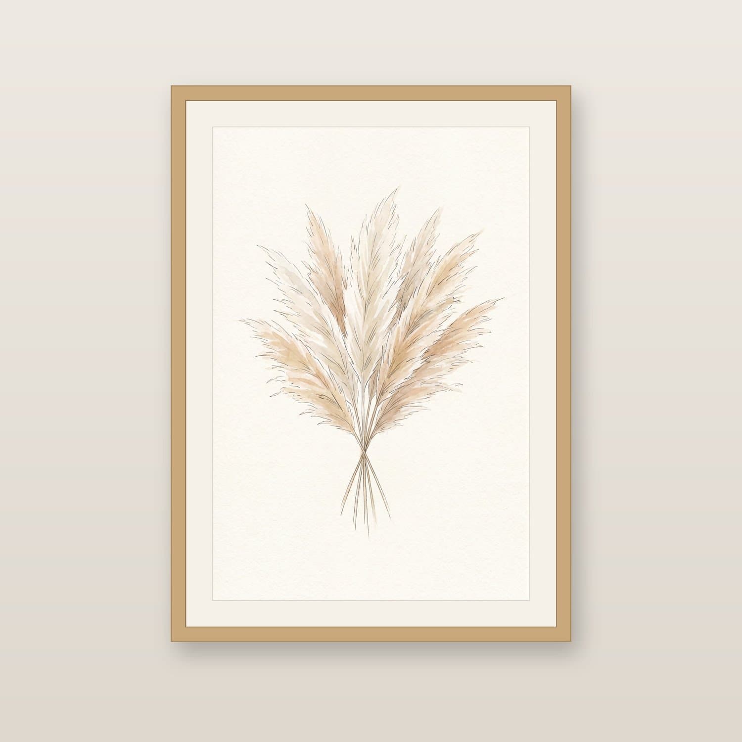 Close-up detail of the Pampas Grass Japandi art print